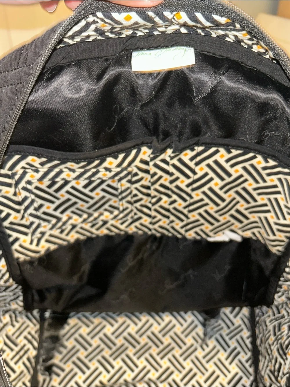 Vera Bradley black quilted backpack bag with pockets for school supplies